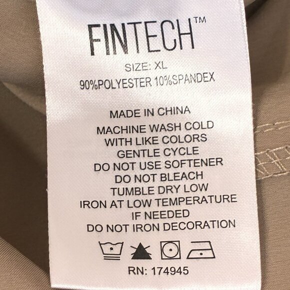 Fintech Fishing Shirt Mens XL Beige Vented Pocket Short Sleeve Moisture Control - Picture 5 of 10
